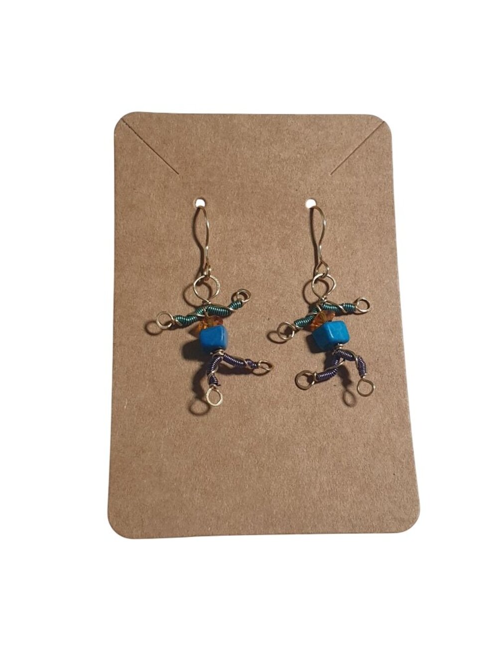 Wire Wrapped Handmade Robot Earrings Dangle Lightweight Earrings Fun Jewelry